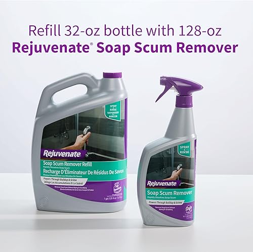 Miniatura 12 de Rejuvenate Limpiador de puerta de vidrio para ducha, sin exfoliantes, funciona en azulejos de cerámica, cromo, plástico y más (2 botellas x 24 onzas)