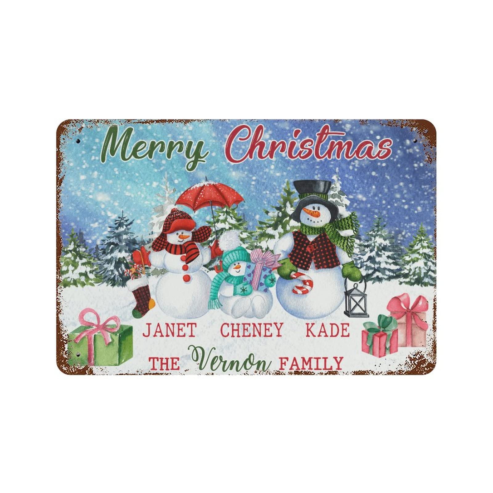 Panneau en métal personnalisé haut de gamme Merry Christmas 30x45 cm