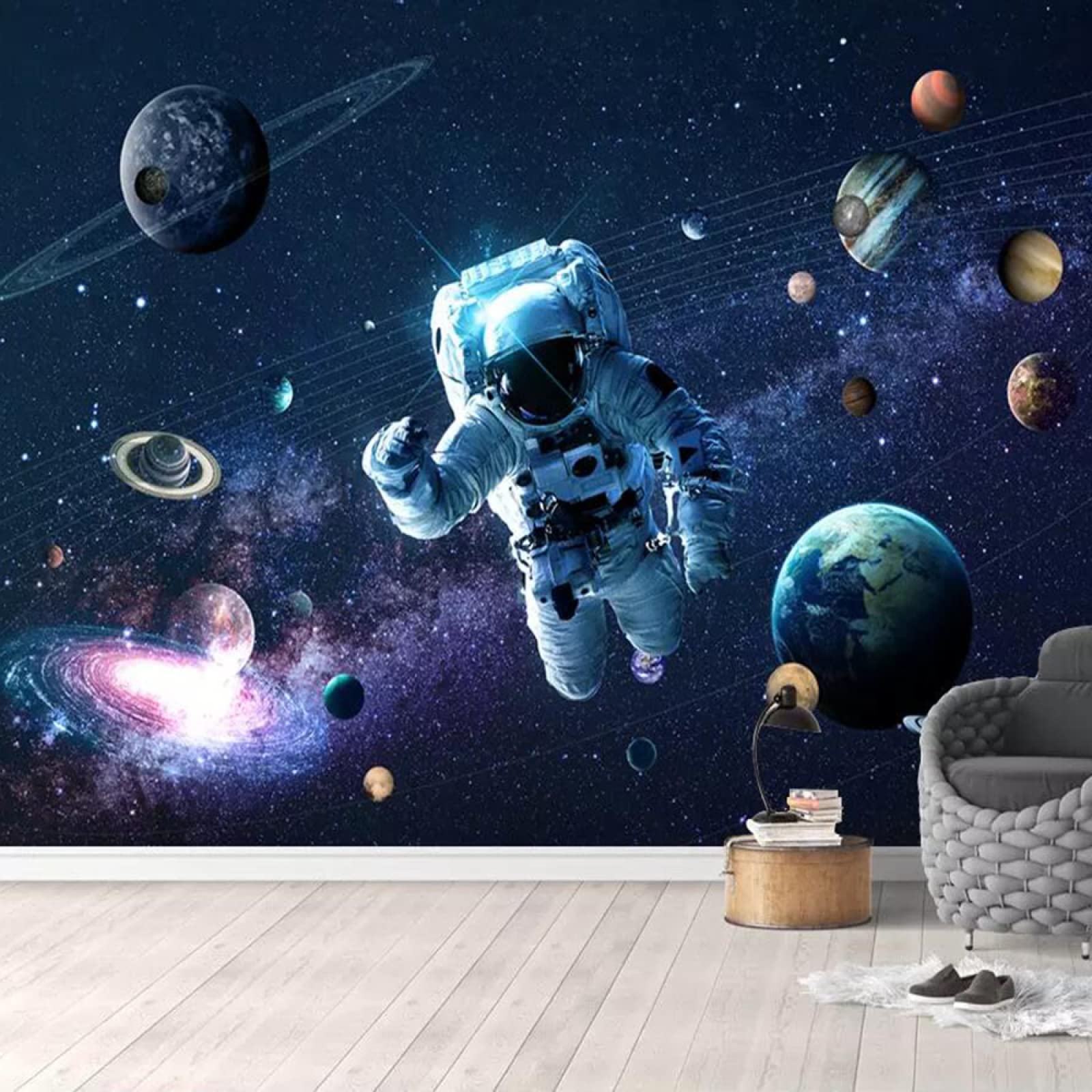 Amazon Com Cbmeu 宇宙星空浪漫3d 壁飾壁紙 太空人太空旅行3d 壁飾空間大壁紙臥室壁紙兒童房壁畫 寬59 X 高39 4 公分 家居裝修