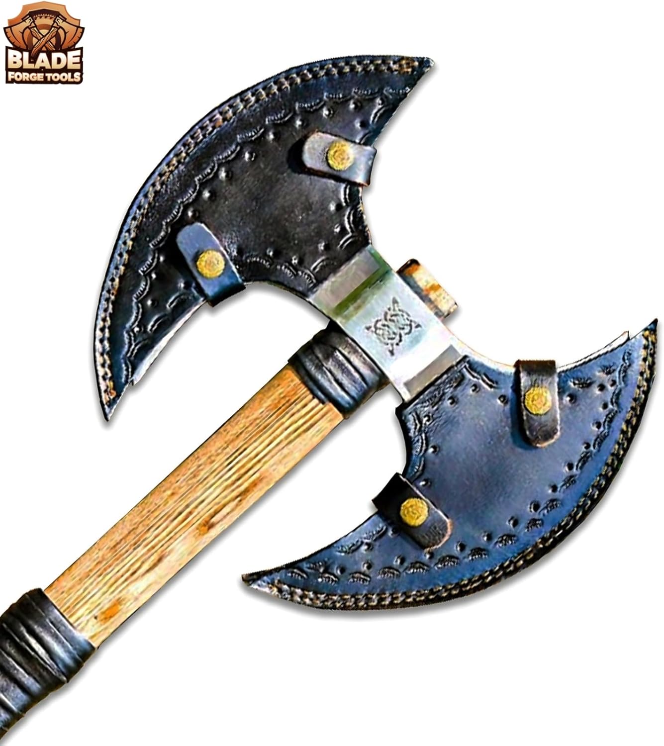 Handmade Carbon Steel Axe Medieval Warrior Double Headed Battle Axe | Viking Axe | Birthday Gift, Brown