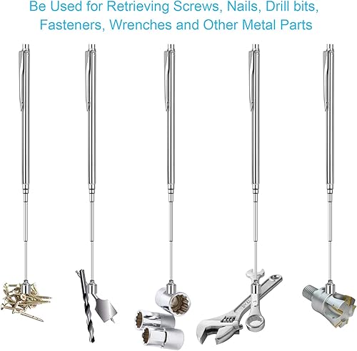 Miniatura 3 de Paquete de 2 herramientas de recogida magnética, herramienta de recogida telescópica, herramienta de recuperación magnética para lugares difíciles