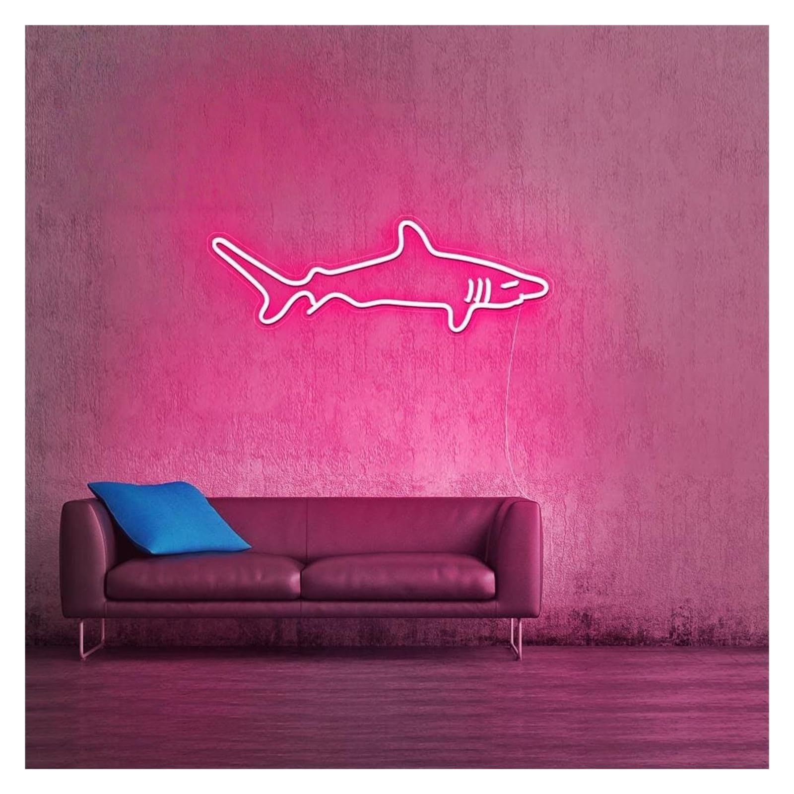 SHOUXI Sign Lamp Shark Neon Sign, Suitable for Home Living Room Decor with Brightness Adjustable 48cm