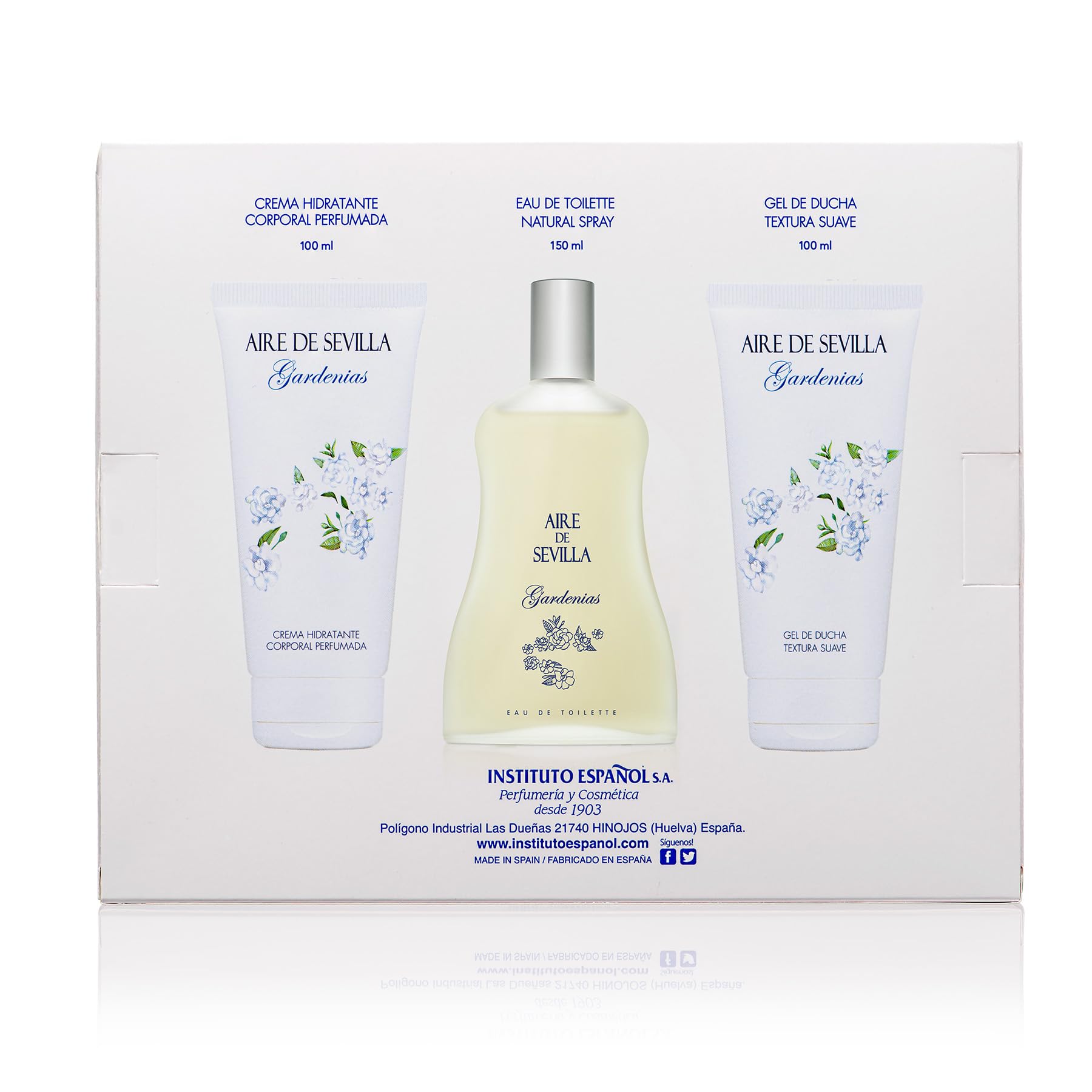 Aire de Sevilla Gardenias Set Perfume para Mujer - EDT, Crema Perfumada y Gel Exfoliante