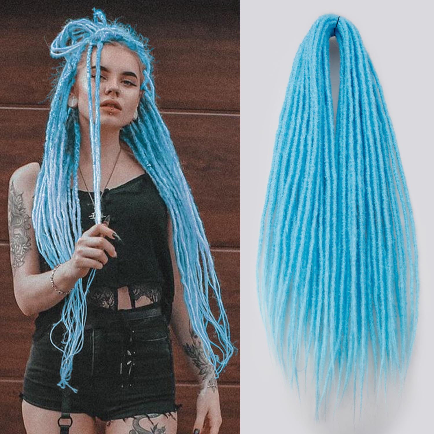 Photo 1 of 30 Inch Dreadlocks Extensions Dreads Locs Crochet Hair for Women 20 Strands Handmade Soft locs crochet hair braids Synthetic thin 0.6cm Hippie Double Ended Dreadlocks(30,Ocean Breeze)