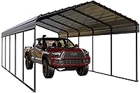 Vista 10 de PHI VILLA - Cochera resistente de 10 x 15 pies con techo de acero galvanizado, refugio multiusos, cochera metálica robusta para autos, botes