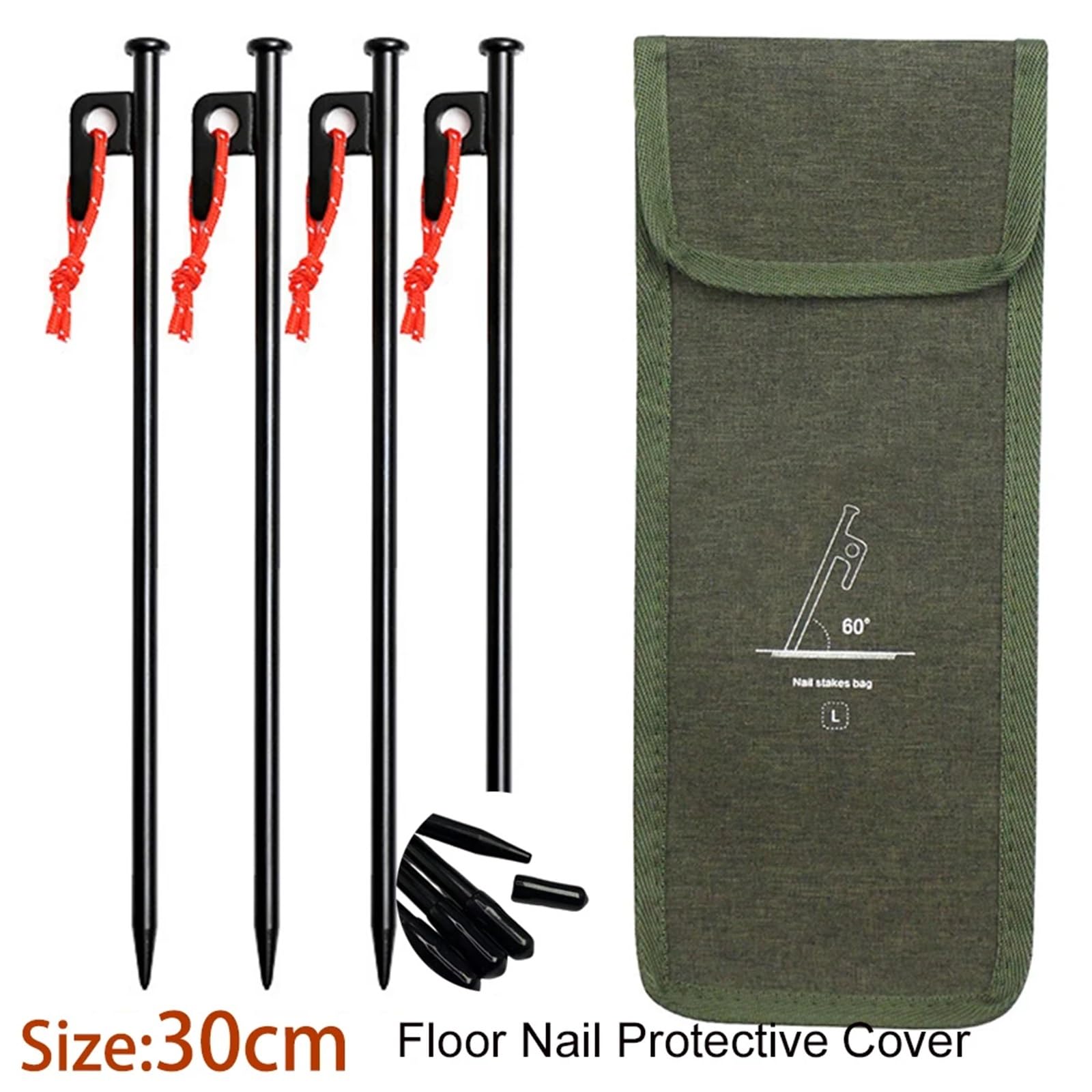 4Pcs Camping Seil Zelt Einstellbare RopeTent Heringe Boden Nägel Set Tasche Mit Lagerung Pulley Spanner Ratsche für Camping und Outdoor(Green)
