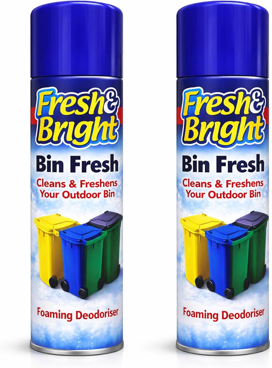 2 x CrazyGadget® Fresh & Bright Foaming Deodoriser Bin Cleaner Foam Spray Clean & Freshens Outdoor Bin 500ml