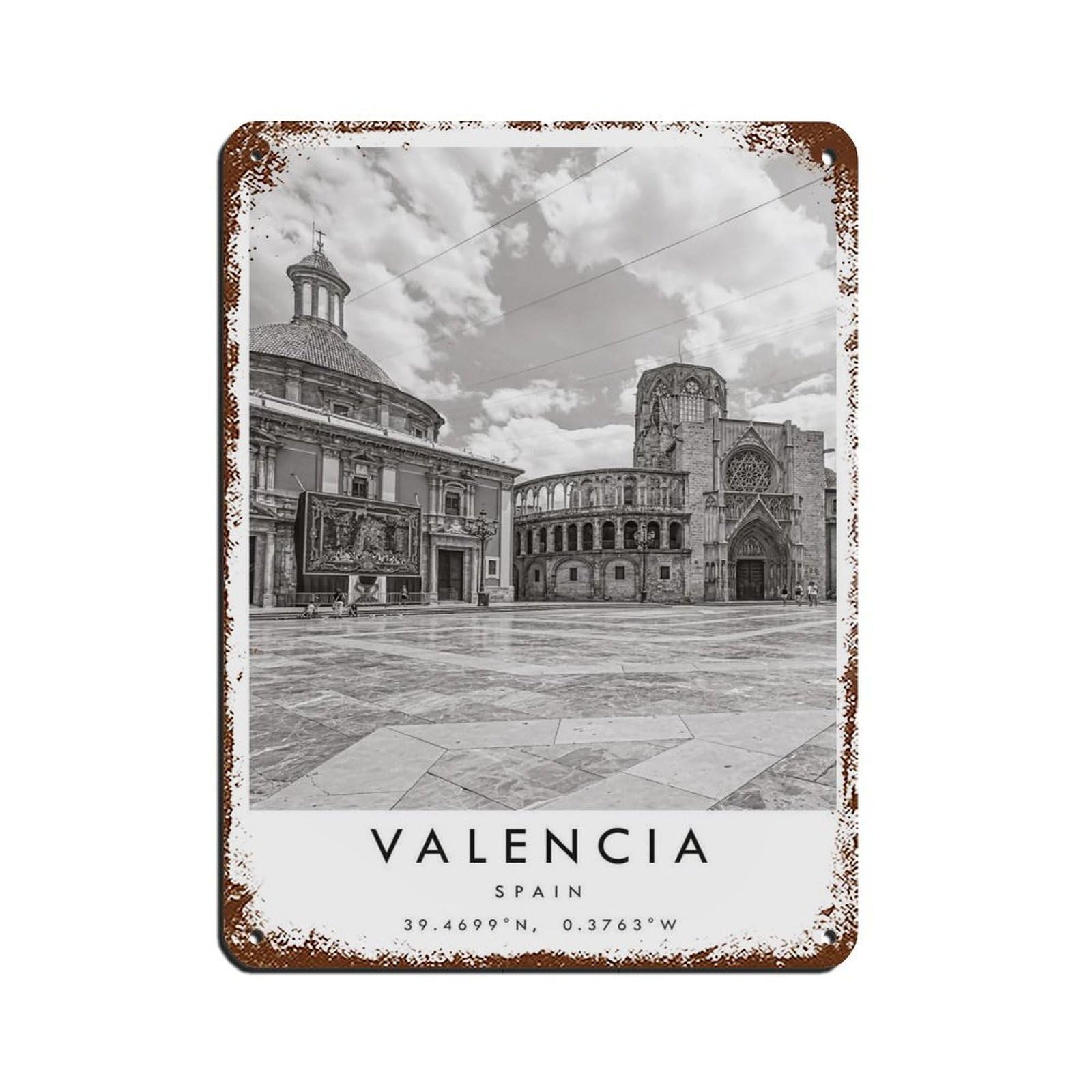 Valencia Travel Tin Sign Vintage Metal Pub Club Cafe Bar Home Wall Art Decoration Poster Retro 12x16inch(30x40cm)