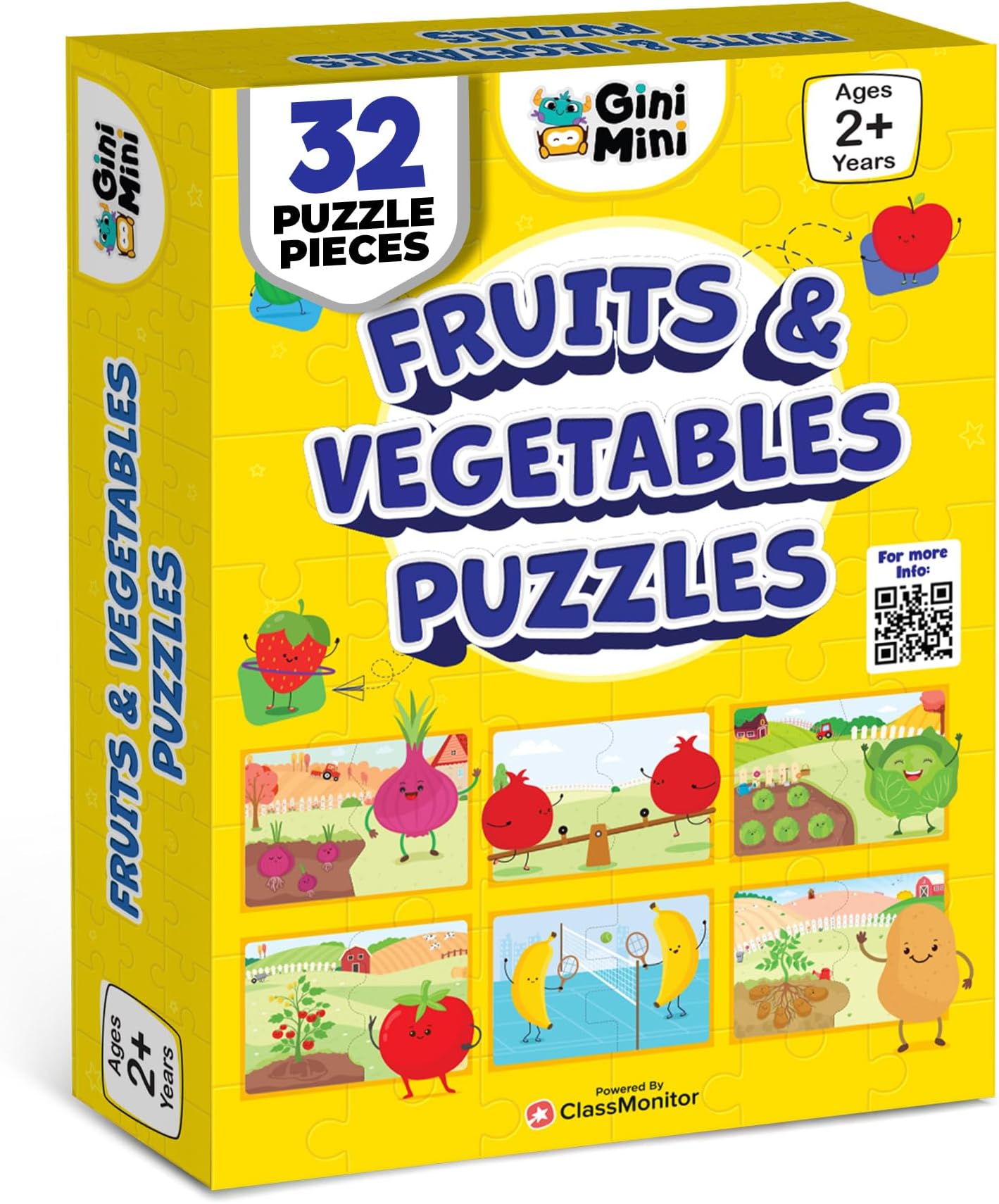 Fruits & Vegetables Puzzle for Kids 2 3 4 5 Years | Educational 2 Piece Puzzle for Memory & Motor Skills | Return & Birthday Gifts for Boys & Girls
