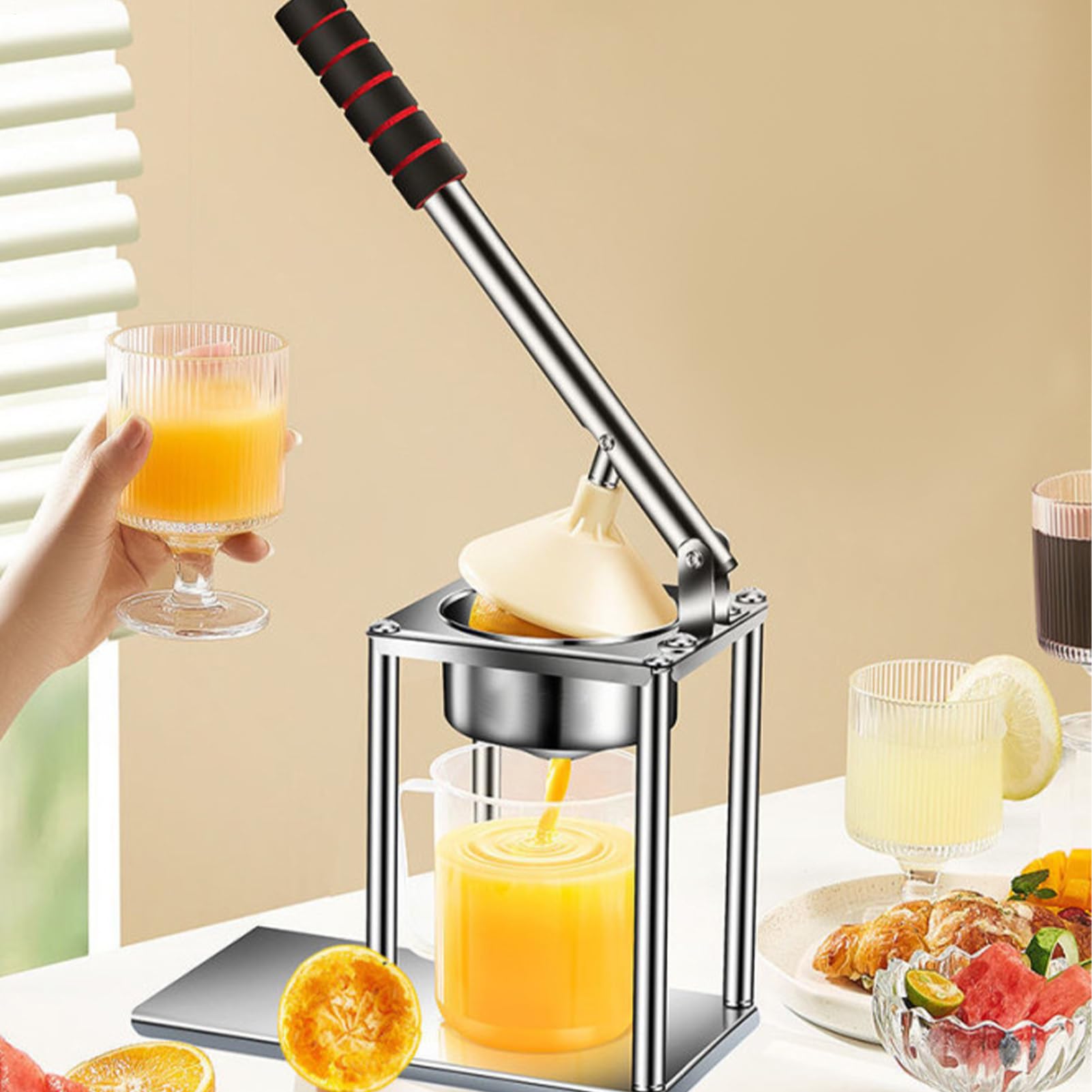 Spremisucco manuale, spremiagrumi manuale, spremiagrumi manuale, pressa manuale ad alte prestazioni in acciaio ABS e lega di alluminio, utensile da cucina compatto per
