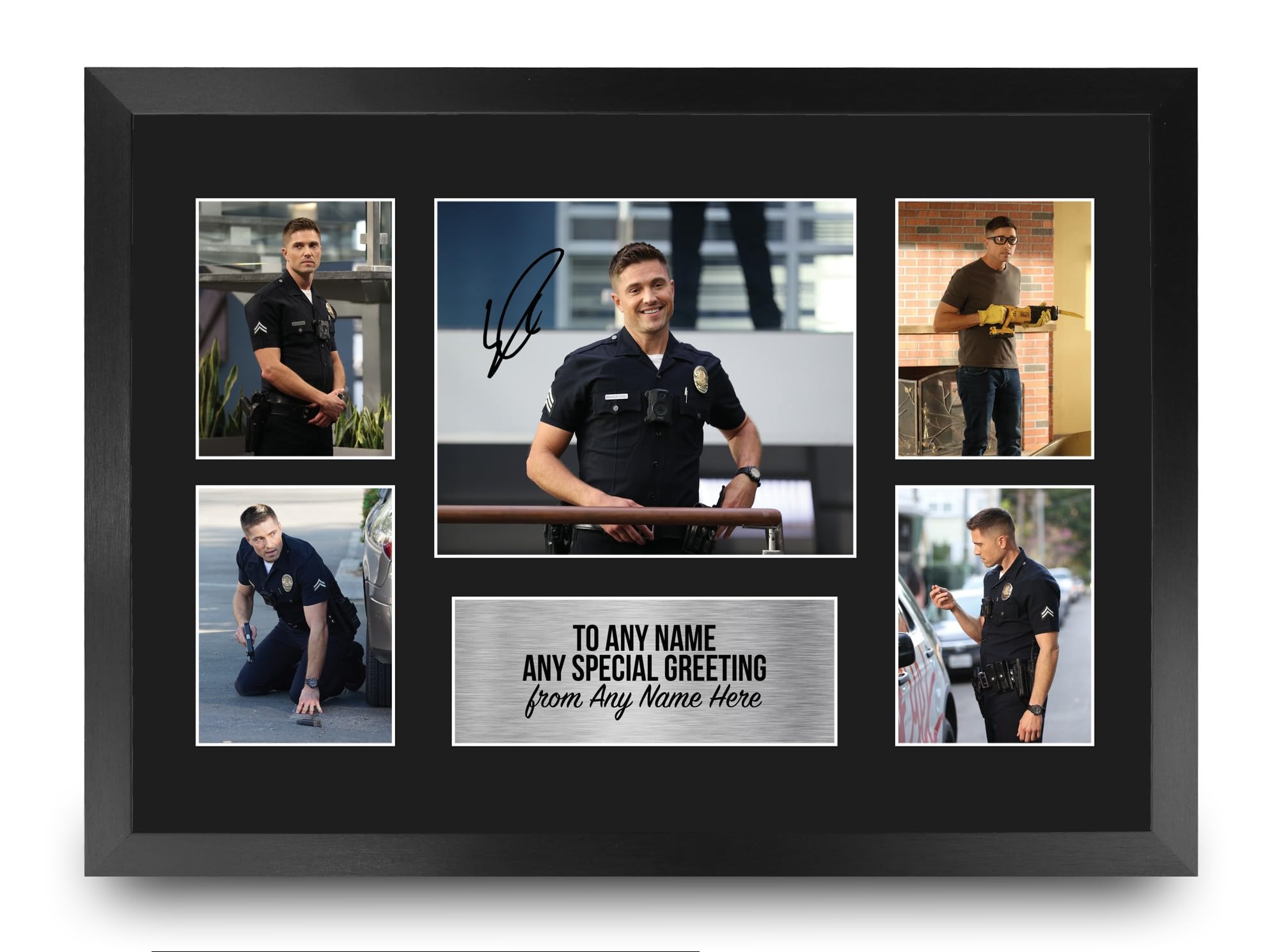 HWC Trading Eric Winter The Rookie Tim Bradford Personalised Gift - Signed Autograph Picture, Framed A3 TV Photo Display with Custom Name Message for Birthday Christmas Wedding