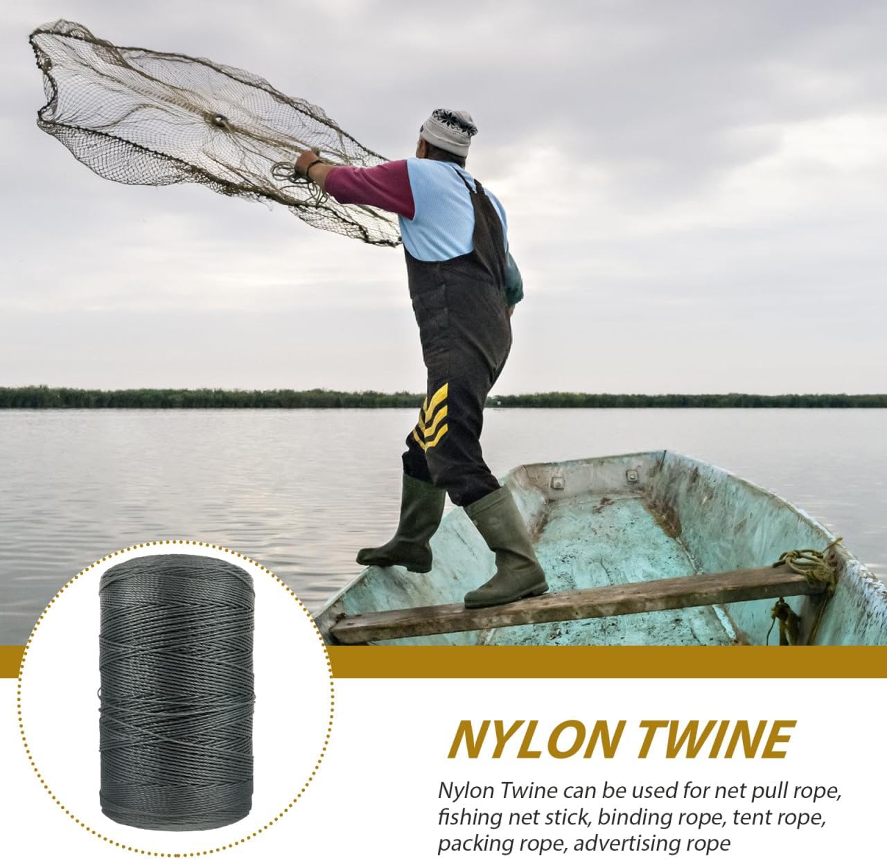 BESPORTBLE Nylon Twine Fishing Net Repair Line 24-Strand Braided Cord for Outdoor Use Durable Non-Stretch Rope for Fishing Nets Shrimp Cages Camping and Garden Binding