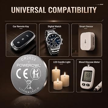 POWEROWL 12 Pcs 2032 3V for your AirTag watches, calculators, Car Remote key fobs, AirTag, small electronics