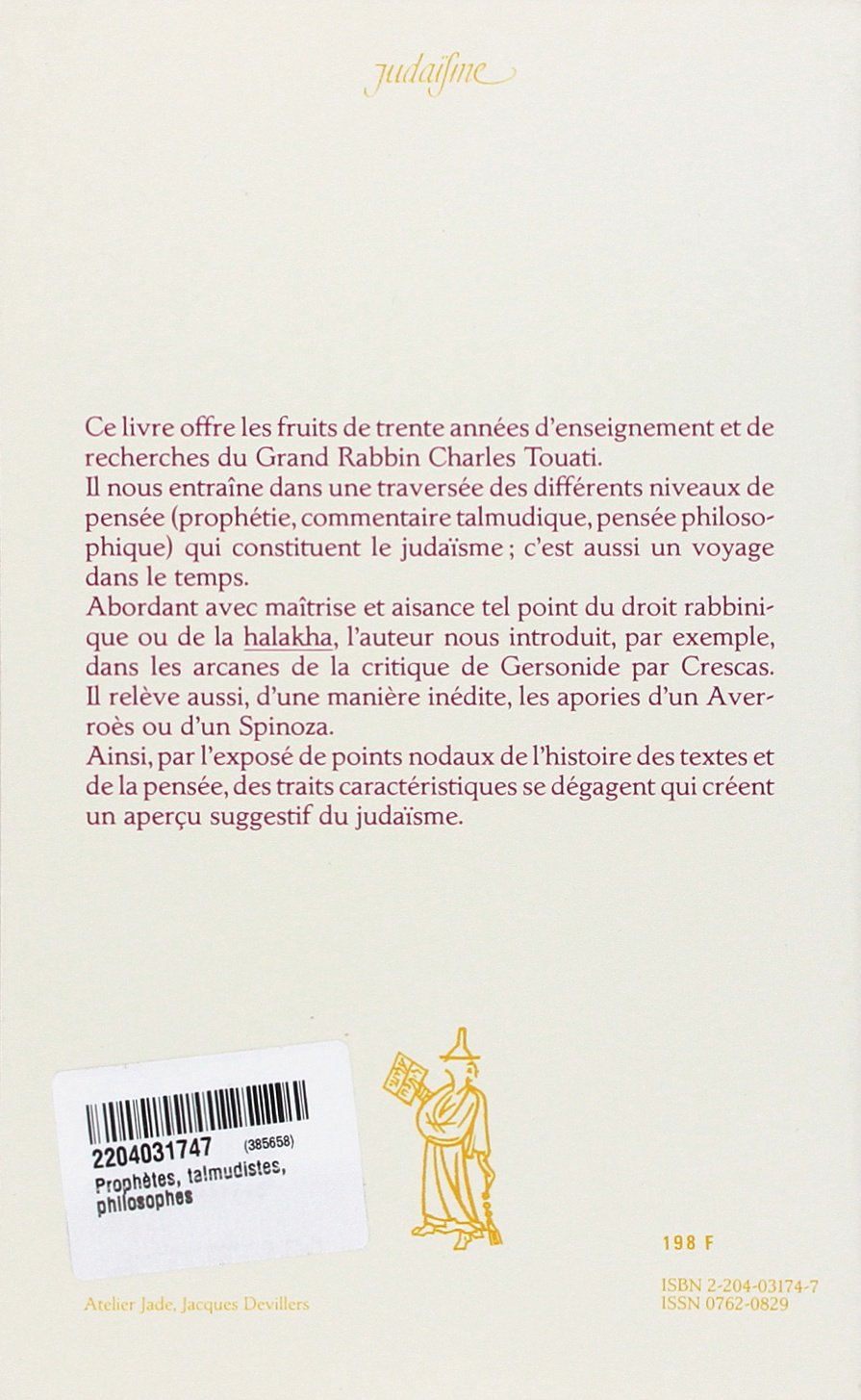 Prophètes, talmudistes, philosophes