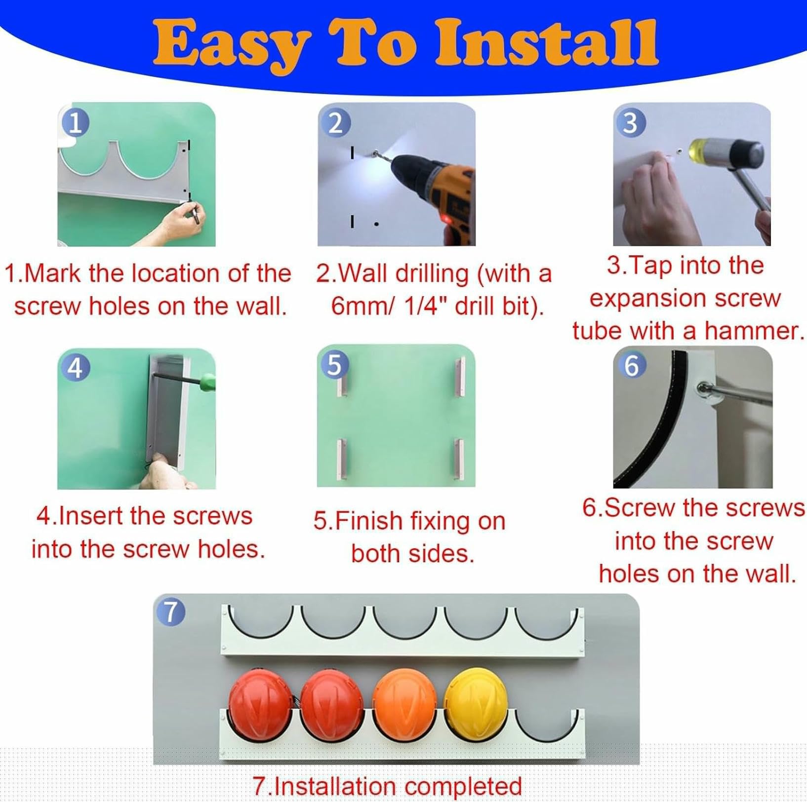 Multi-Couche Hard Hat Rack - Porte-Casque Monté Au Mur Pour Les Chantiers De Construction Et Le Stockage Intérieur, Organisateur De Chapeau Dur Durable, Accroche D'équipement De Sécurité Essentiel