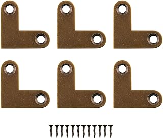 JCBIZ 6pcs 90 Degrees L Shape Flat Corner Bracket 27x10mm Antique Brass Corner Brace for Drawer Fixing Furniture Connecting
