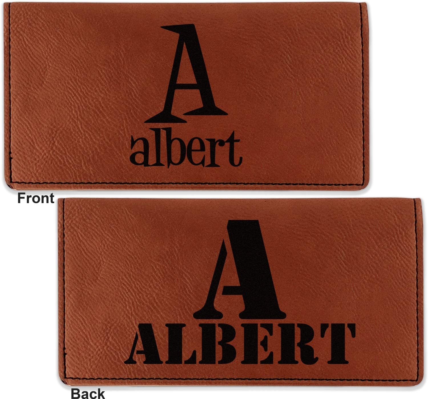 RNK Shops Personalized Name & Initial Leatherette Checkbook Holder - Double-Sided
