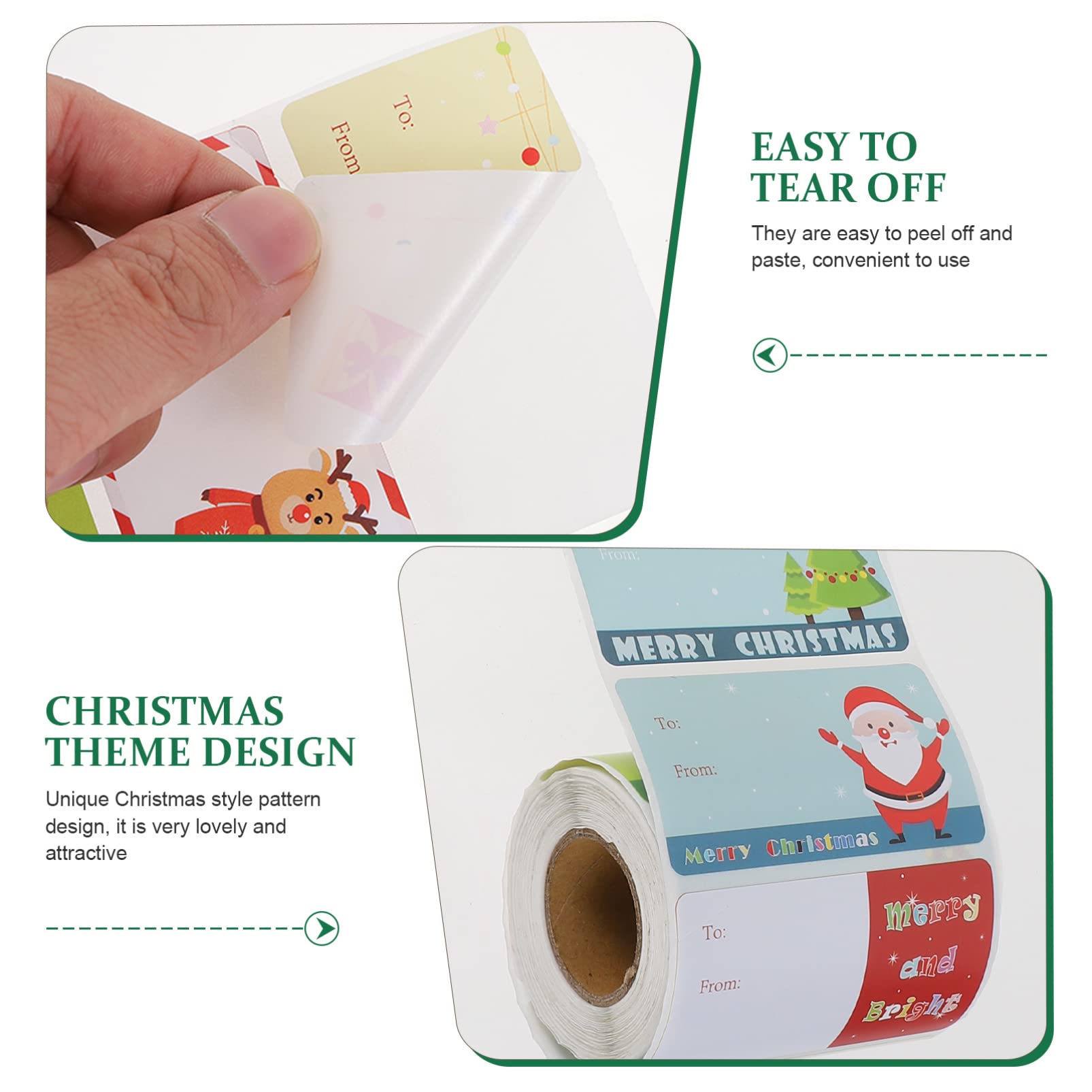 NUOBESTY 2rotoli Sticker Adesivi Per Natale Etichette Decorative Autoadesivper Regali Biglietti e Buste Confezione Da Stickers Con Design Unico Per Feste Natalizie