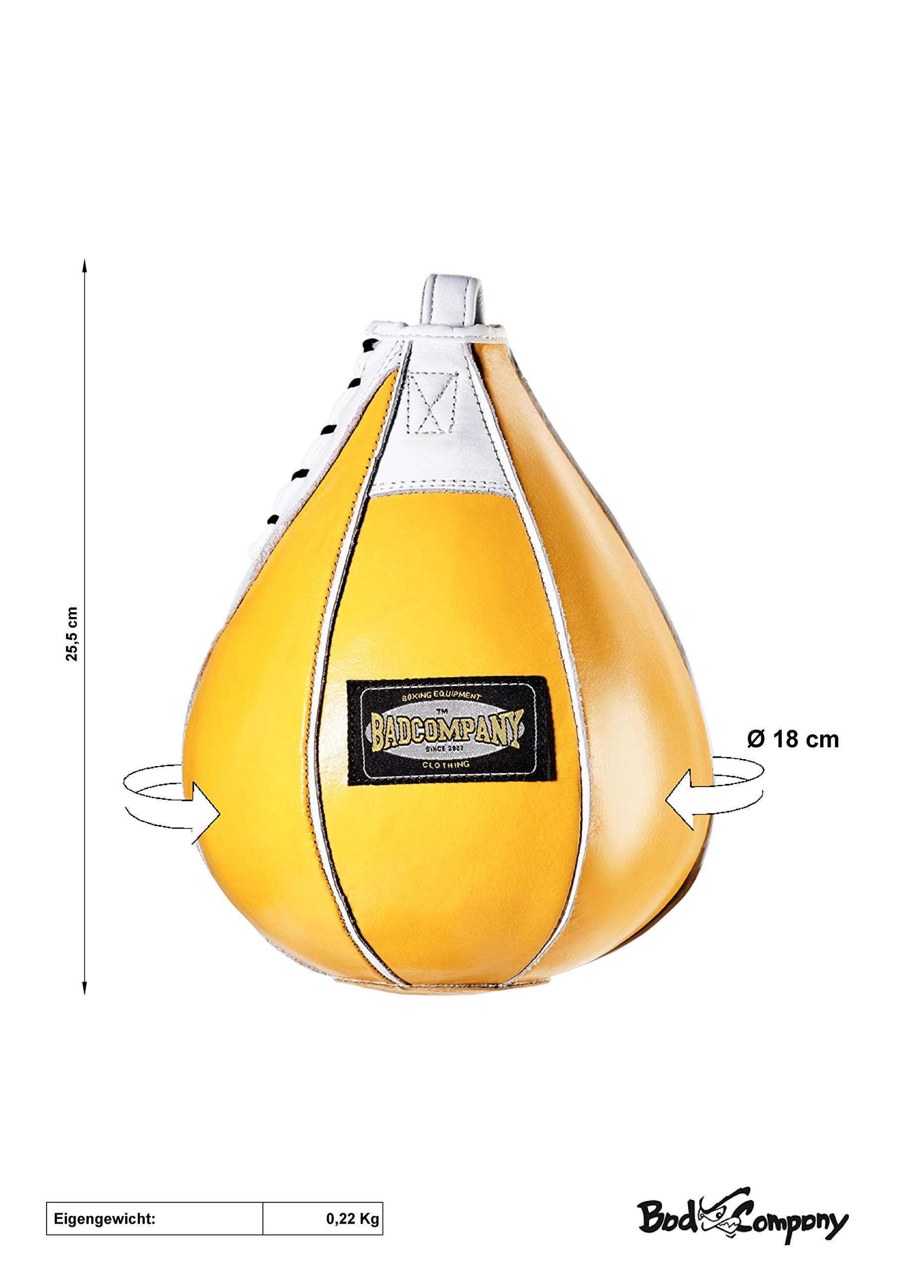Profi Leder Boxbirne medium gelb/Leder Speedball im 6 Elementen Design
