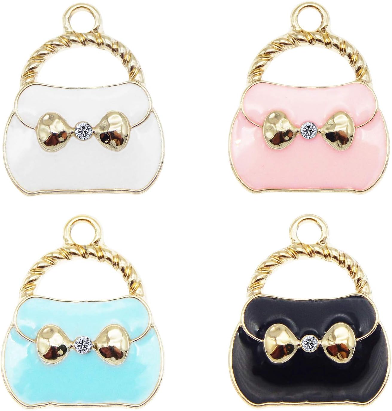 40 Pieces Enamel Women Purse Bag Charms Bracelet Pendant Charms for Jewelry Making DIY Earrings Necklace, Assorted Color
