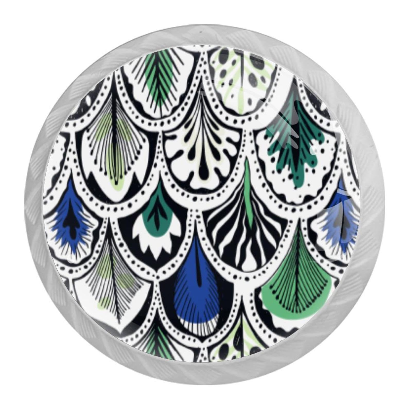 Tqmspg Multi15 4 Pieces Drawer Pulls Vintage Peacock Feathers Door Knobs Dresser Handles For Kitchen Wardrobe Cupboard Hardware Furniture