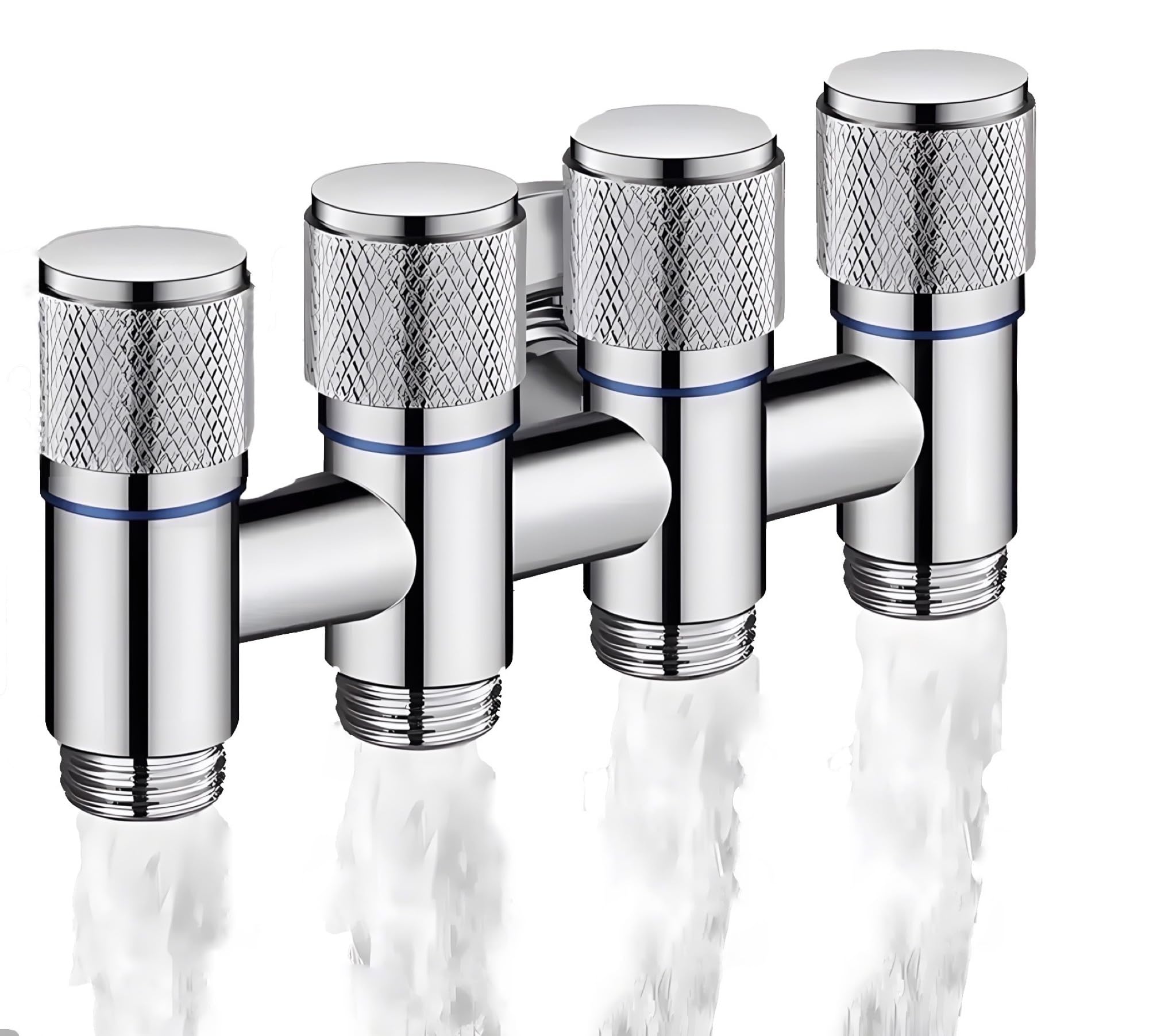 24x7 eMall 4 in 1 Angular Angle Valve Black Triple Tap for Bathroom, Geyser | Luxury Series Three-Way Angle Valve 4 in 1 valve for Bathroom Three Way Tap Silver Chrome Washing Machine. 15 x 6.5 cm