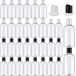 32 Pcs 8oz Plastic Empty Bottles with Disc Cap, Clear Squeeze Travel Containers, Refillable Shampoo Bottles for Conditioner Lotions, Liquid Body Soap, Creams Toiletries