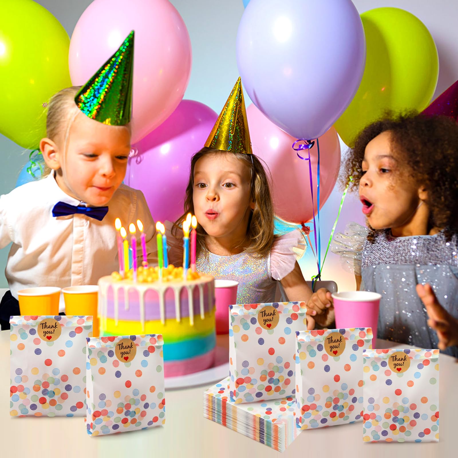 30 Pezzi Sacchetti Regalo di Carta, Sacchettini Compleanno Bambini Sacchetti di Carta per Caramelle con 36 Adesivi per Confezionare Regali, Feste, Matrimoni, Compleanni per Bambini, Natale