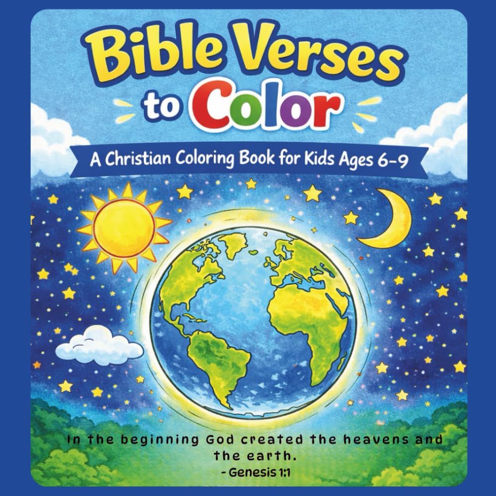 Bible Verse to Color : A Christian Coloring Book for Kids Ages 6-9: 35 Images | 8.5*8.5 inches | Combining Beautiful Illustrations with Bible Verses ... Obedience, Patience, and God’s Love.