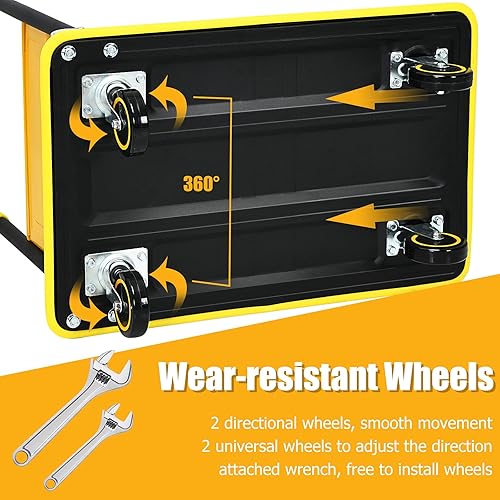 Miniatura 5 de Goplus Carrito plegable con plataforma móvil, con ruedas giratorias de 360, área de carga amplia y antideslizante, carrito de cama plana con ruedas