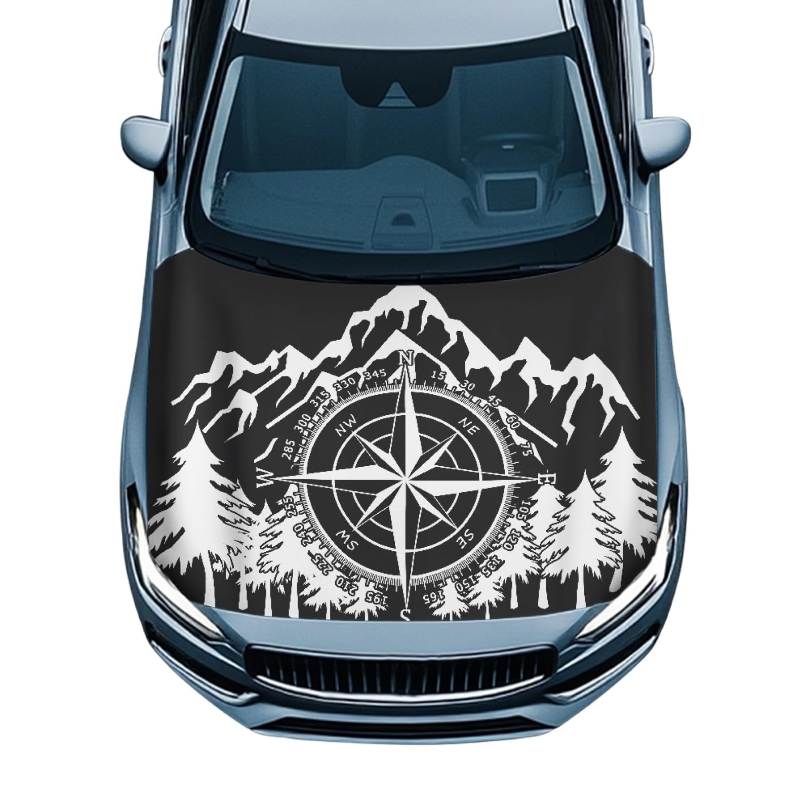Car Hood Cover Protector Car Decor Accessories Can be Washed Elastic Fabrics Hood Wrap Blanket for Most Cars SUV Truck, Mountain Pointer