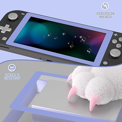 Miniatura 4 de eXtremeRate 2 Pack Light Violet Border Transparent HD Clear Saver Protector Film, Tempered Glass Screen Protector for Nintendo Switch Lite