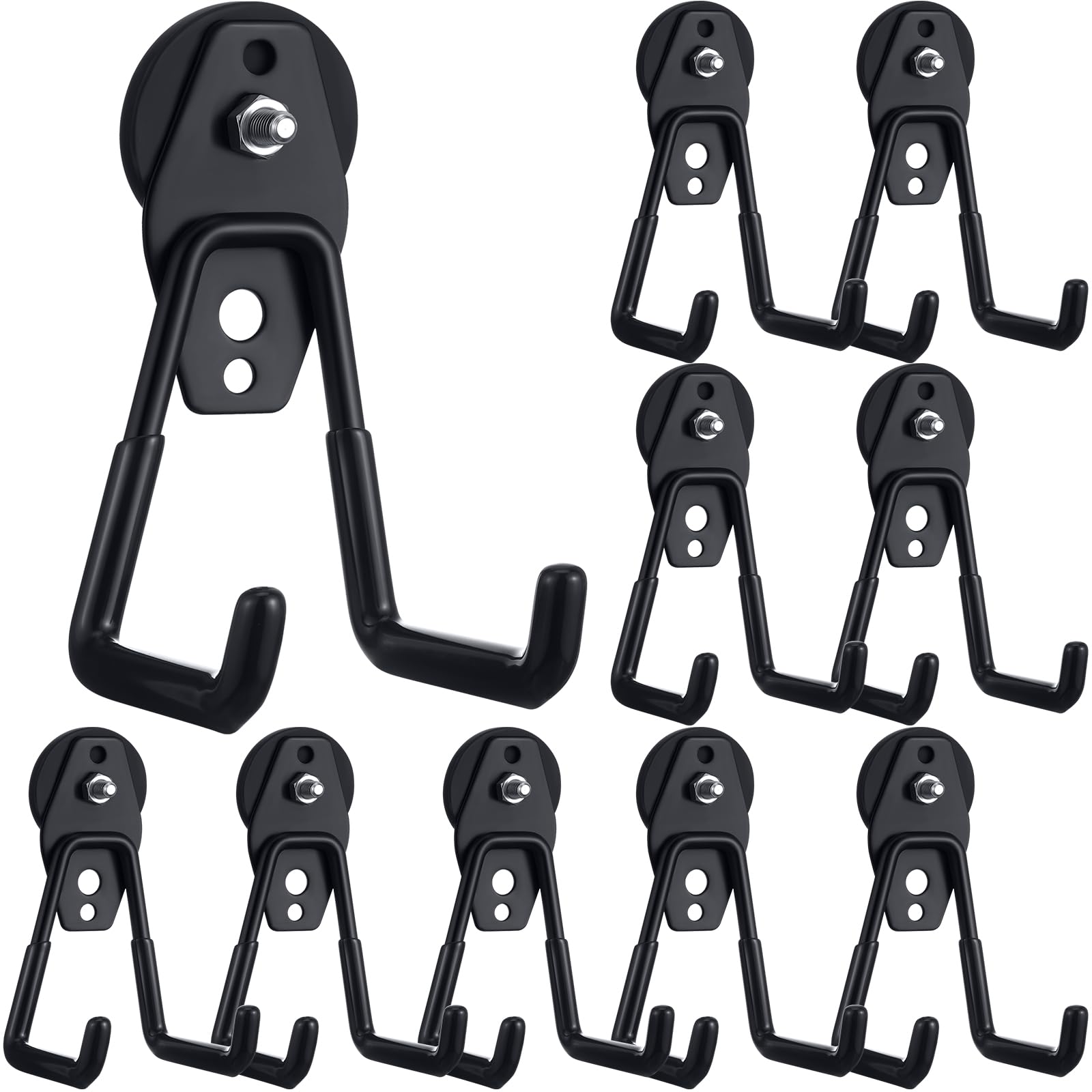 Landhoow 10 Pcs Large Magnetic Hooks Heavy Duty Magnet Hooks, Black