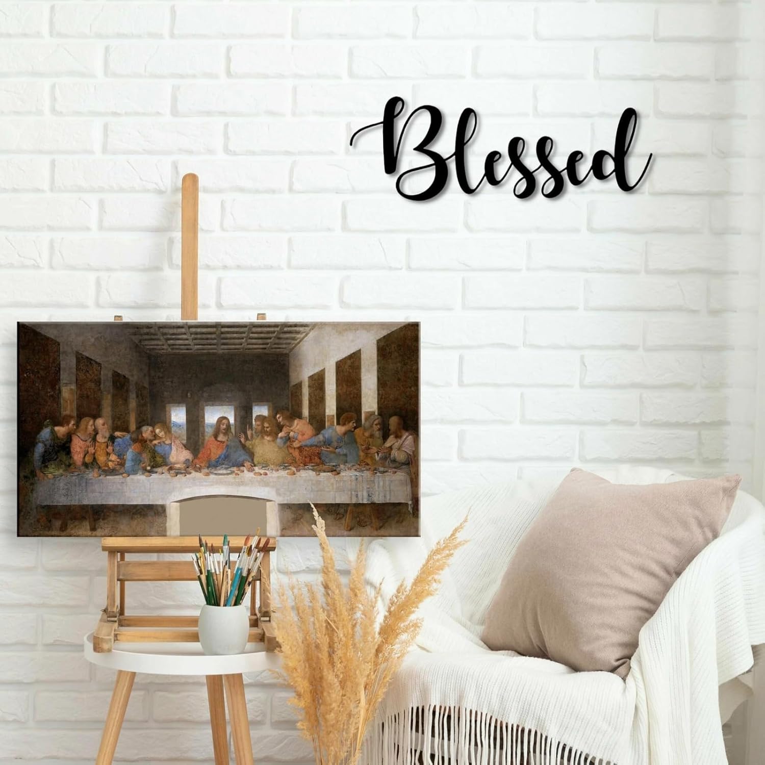 Blessed Metal Word Art, Script Word Art, Indoor Blessed Metal Sign, Blessed Metal Wall Art, Housewarming Gift, Farmhouse Decor (35.5"X12.5" / 90 X 31cm)