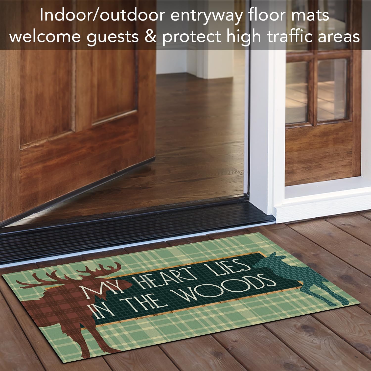 Counterart Cabin in the Woods Indoor/Outdoor Entryway Floor Mat Manufactured in The USA Low Profile, Protective Non-Skid Rubber Backing, Easy to Clean 29.5" by 17.75"
