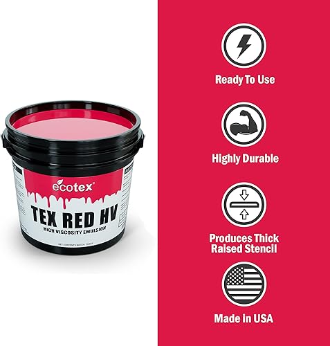 Miniatura 3 de Ecotex Tex Red HV - Emulsión de impresión de pantalla textil de alta viscosidad (32 oz)
