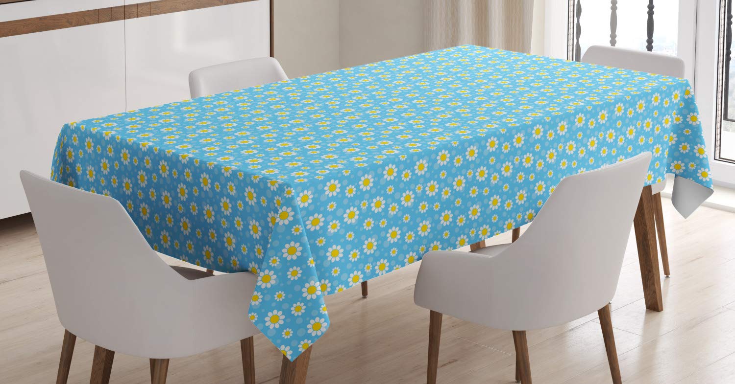 Tovaglia Rettangolare Giallo E Bianco Con Stelle - 140x200 Cm - Perfetta Per Cucina, Pranzo E Feste A Tema - Poliestere Di Qualità, Antimacchia