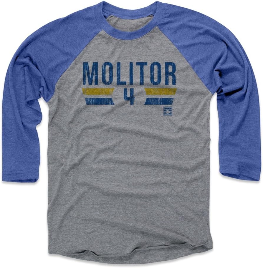 500 LEVEL Paul Molitor Shirt - Vintage Milwaukee Baseball Raglan Tee - Paul Molitor Font by