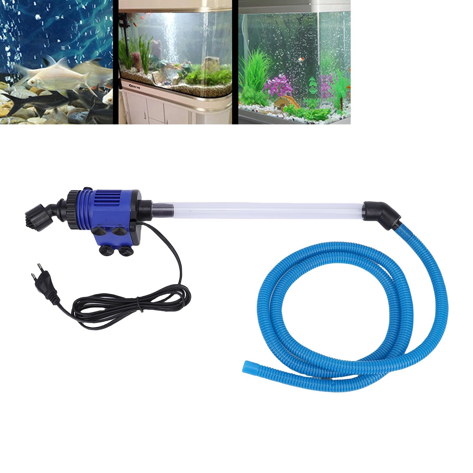 Outil de Nettoyage de Gravier D'aquarium, Vide D'aquarium à Grande efficacité avec Système de Filtrage pour Les Soins de Nettoyage de Gravier D'aquarium (Prise UE 220V)