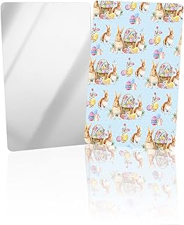 OComster Easter Bunny Compact Mirror Bulk 4 Pack Card Mirror, Spring Easter Basket Eggs Polka Dot Blue Small Compact Mirror for Purse, Rectangular Handheld Pocket Makeup Mirror