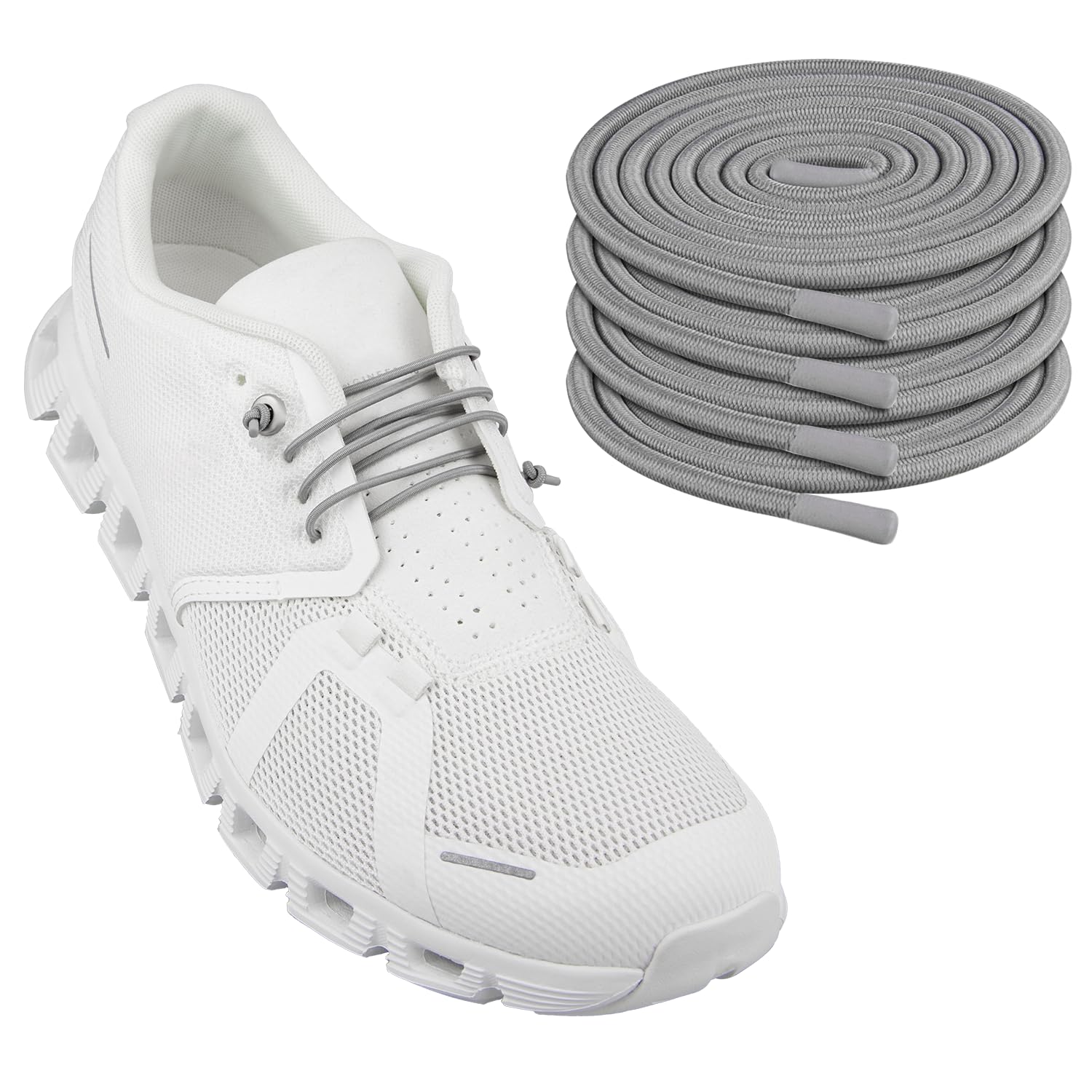 2 Pairs Elastic Shoelaces for ON Cloud 5 & 6 No Tie Replacements Shoes Laces Stretchy Bungee Running Training
