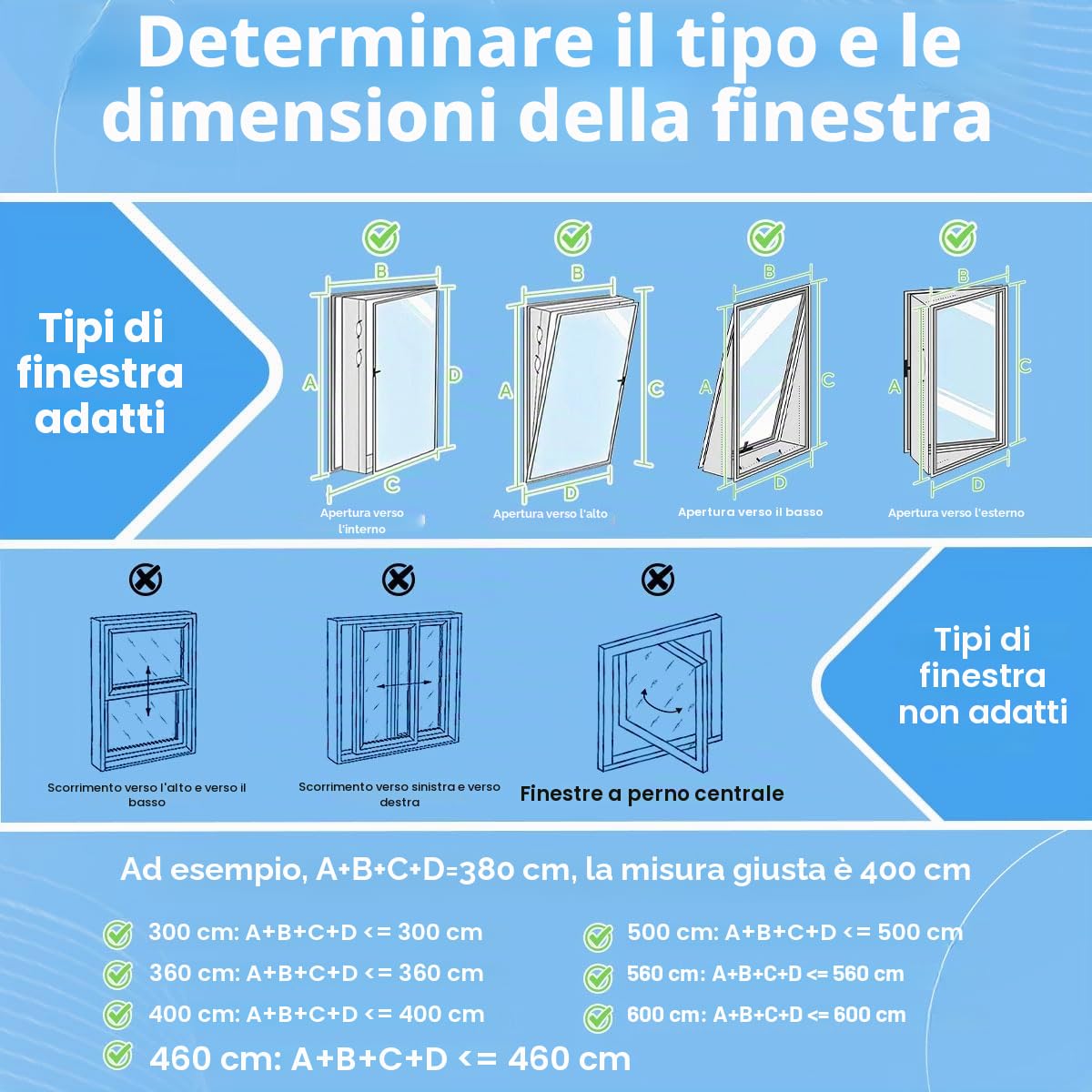 Guarnizione per finestra AC da 500 cm, kit di guarnizioni universali portatili per condizionatore d'aria e asciugatrice, protezioni per il ricambio dell'aria calda con cerniera, facile da