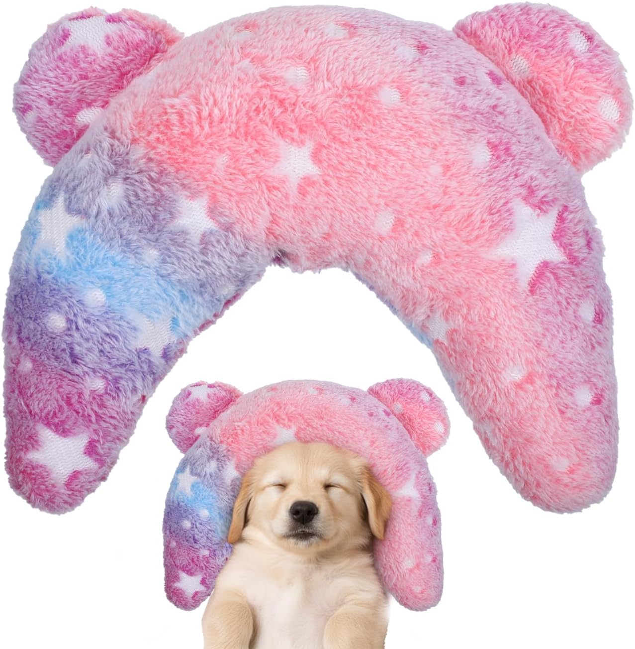 U-Shaped Calming Cat Dog Pillow Glow in The Dark, Soft Fluffy Dog Neck Pillow, Cute Plush Calming Dogs Bed, Neck Support, Relieve Joint Pain, Comfortable Sleeping, Machine Washable