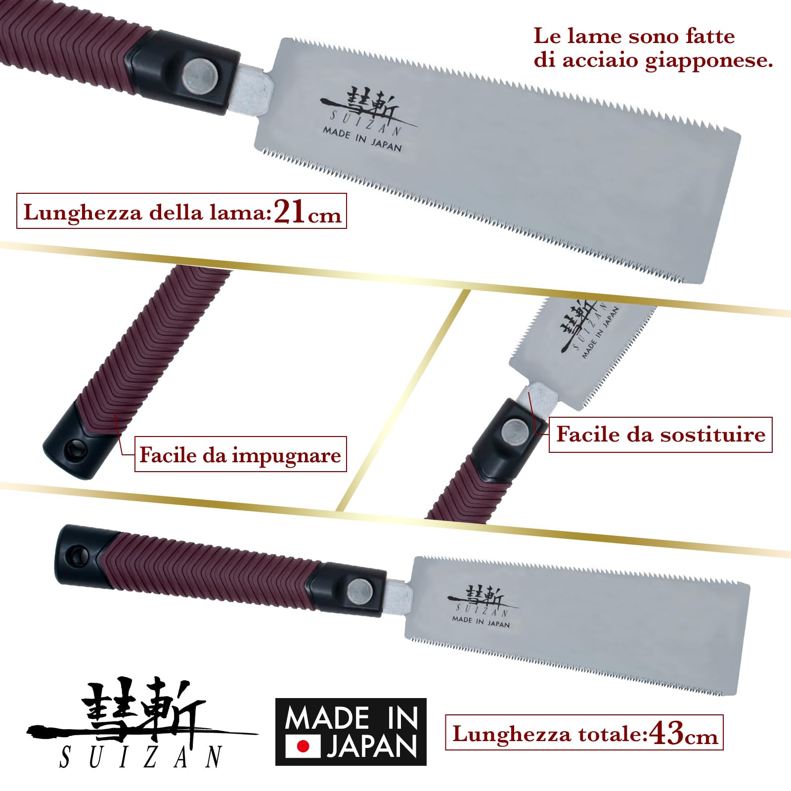 SUIZAN Ryoba Sega giapponese a doppio taglio 210mm - Utensili professionali per la lavorazione del legno