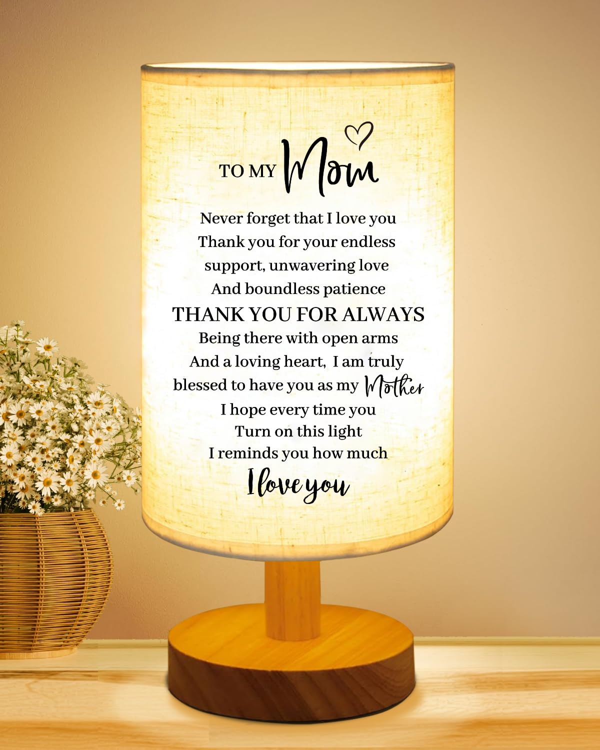 Mothers Day Gifts for Mom from Daughter to My Mother Fabric Table Lamp Mom Birthday Gifts from Daughter