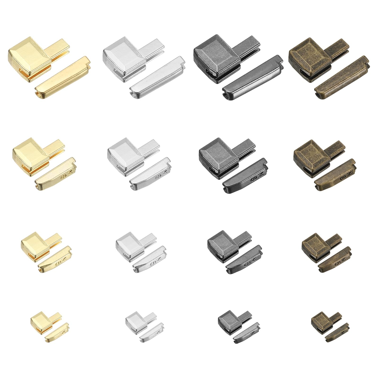 YELARXI Zipper Repair Kit, Metal Zipper Latch Slider Retainer Insert Pin Top Bottom Stoppers, #3#5#8#10 Fit for Jacket Coat Sewing Accessories (16