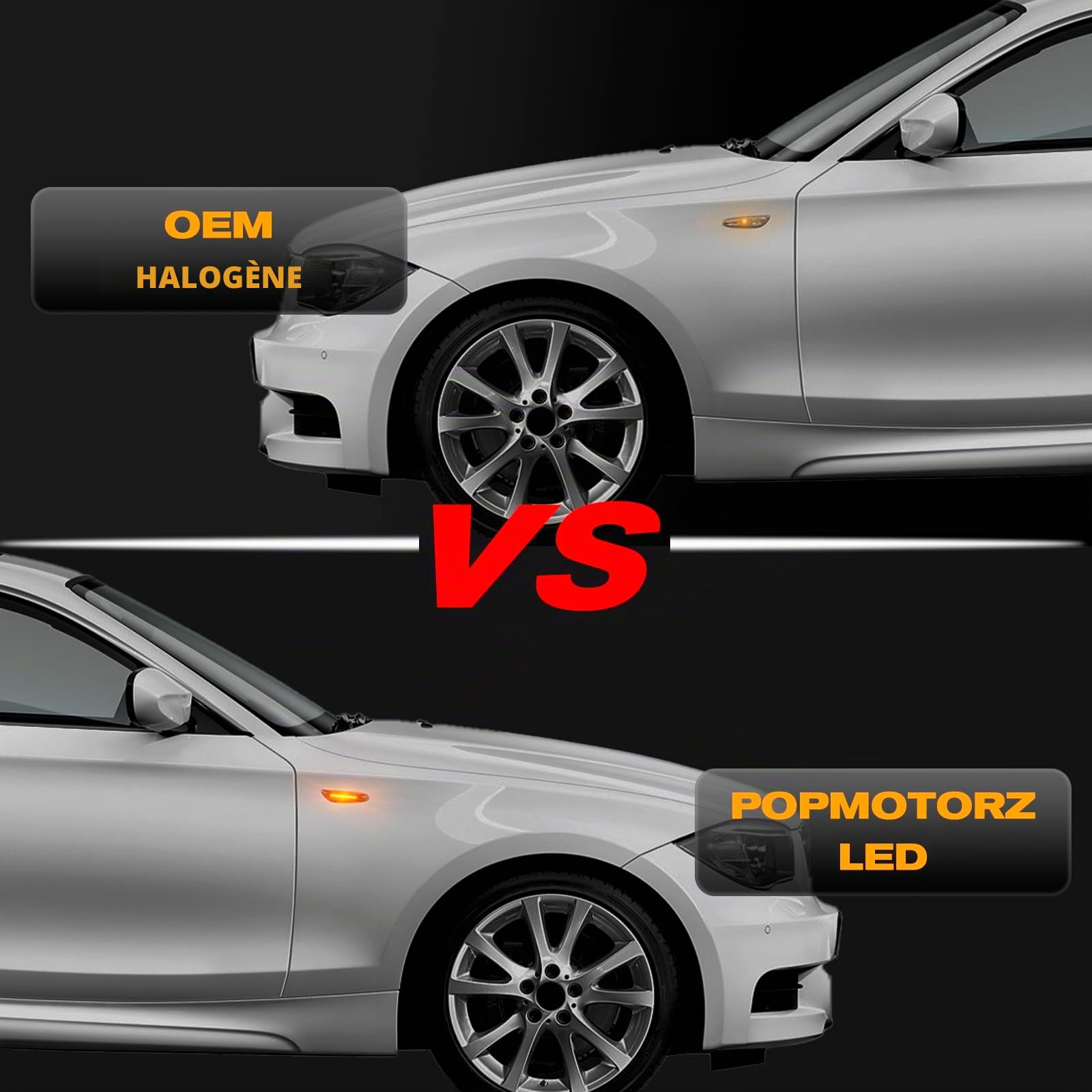POPMOTORZ LED Clignotant Latéral, LED Feux latéraux 2835 SMD avec Canbus pour BMW 1 Series E81 E82 E87 E88 3 Series E46 E36 E90 E91 E60 E61 E92 E93 5 Series E60 E61 X1 E84 X3 E83 X5 E53, 2 Pièces