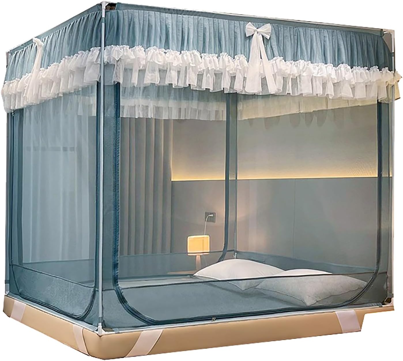 Bed Canopy for s, Princess Bed Curtains Mosquito Net Four Corner Post Curtains Double Layer Cozy Drape Netting Tent Canopy Dream Tents,White,150x200cm