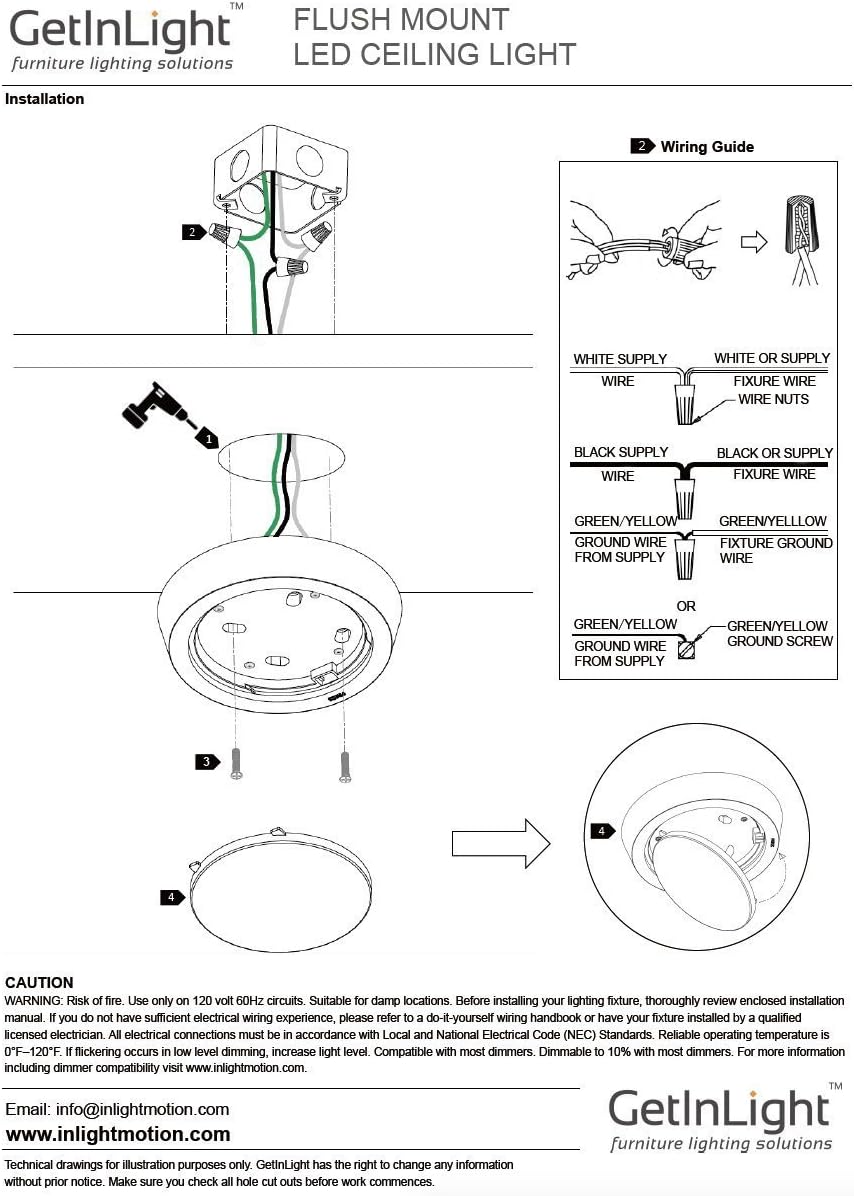Wiring diagram for GETINLIGHT LED Ceiling Light