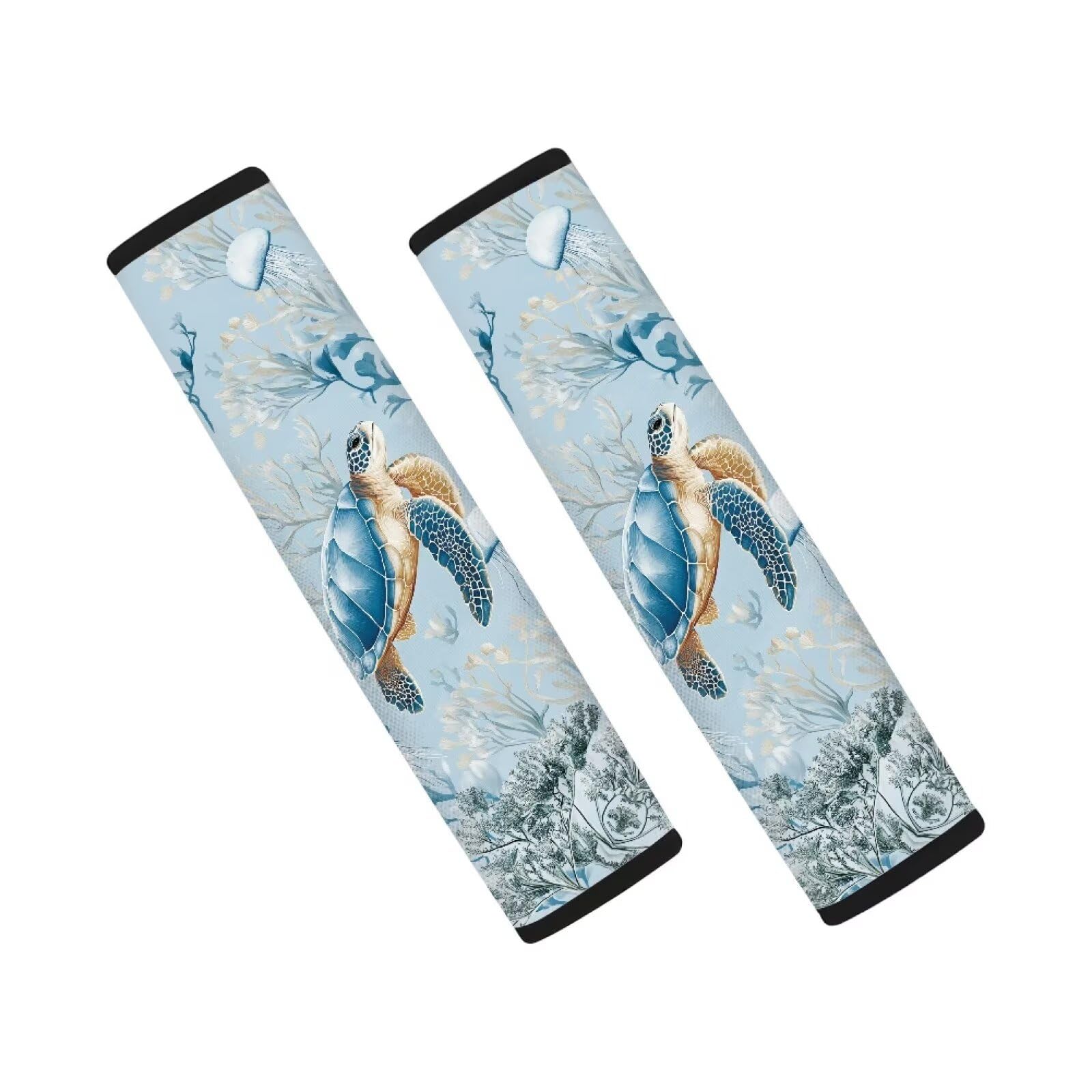 AFPANQZ Seat Belt Cover Pads Kit 2 Packs Comfortable Driving Shoulder Protectors Sea Turtle Print Car Safety Seatbelt Pads Soft Comfort Cushion Car Seats Accessories Backpack Strap Pad